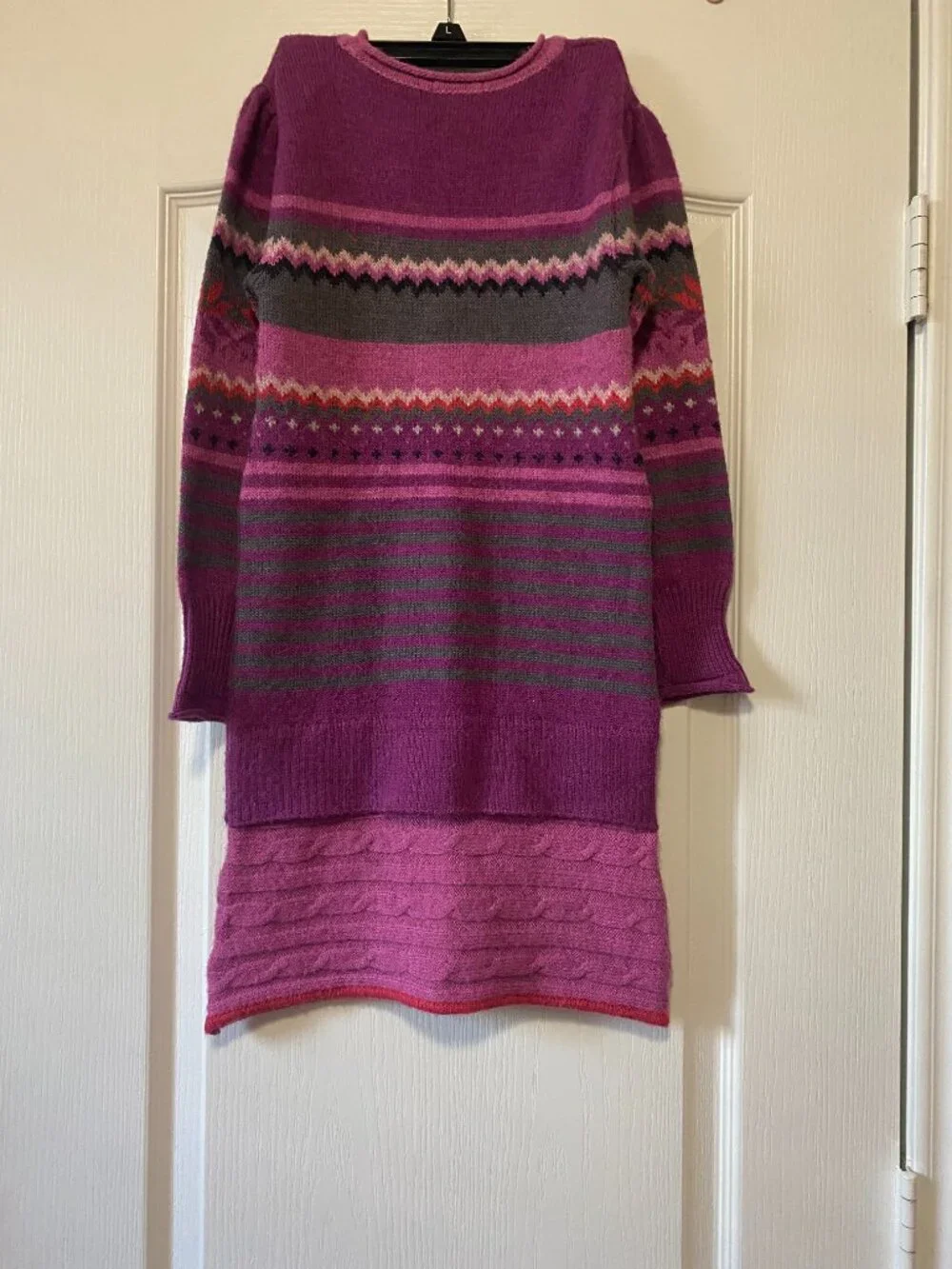 Deux par Deux Girls Fair Isle Knit Long Sleeve Sweater Dress Wool Blend 7